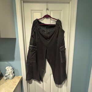 EUC ANTHROPOLOGIE EXPOSED SEAM CARGO POCKET WIDE LEG SWEAT PANTS 3XL